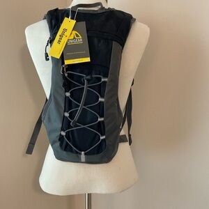 Black and Gray Backpack with Hydration Bladder